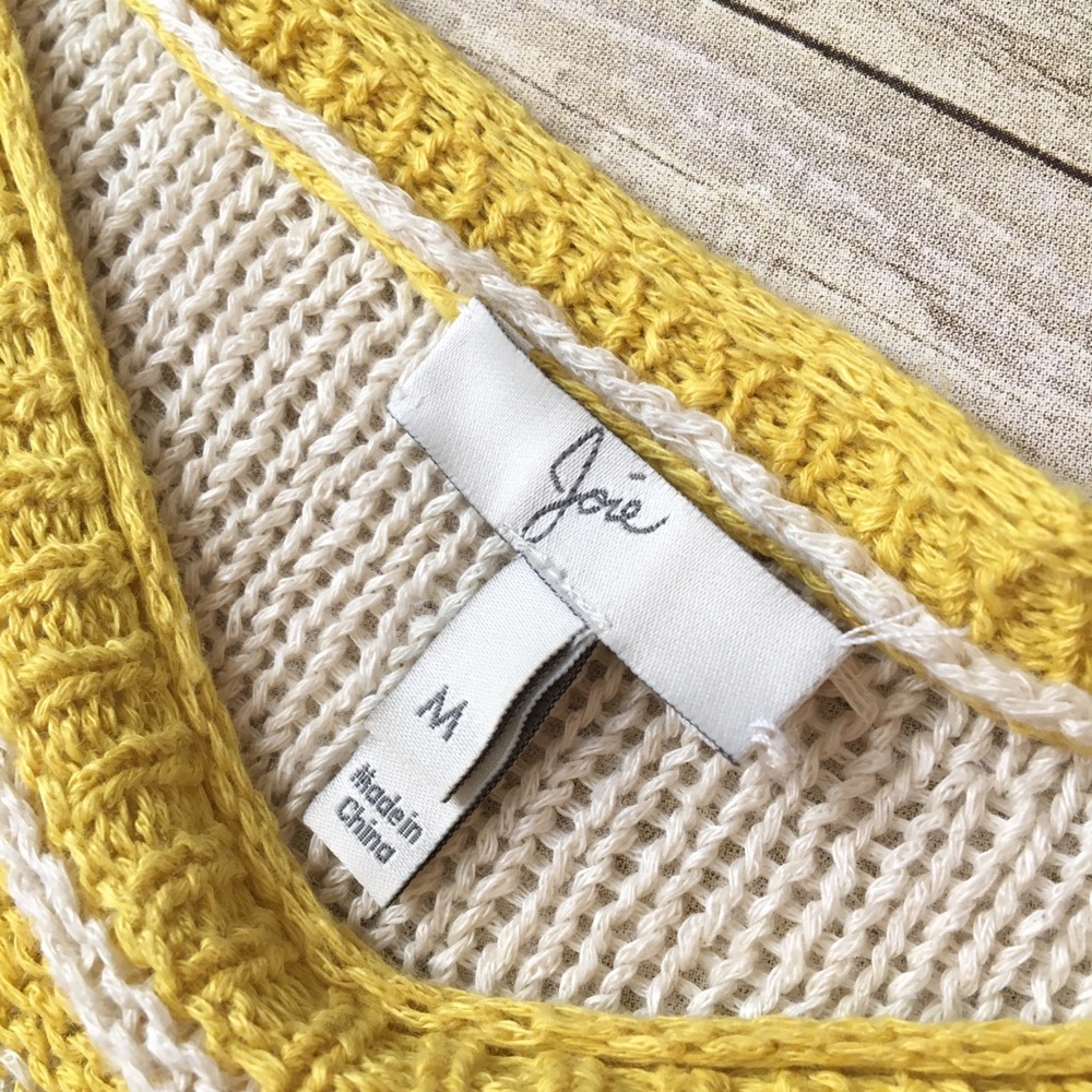 JOIE Yellow Cream Thin Linen Open Knt Boat Sweater - Picture 4 of 6